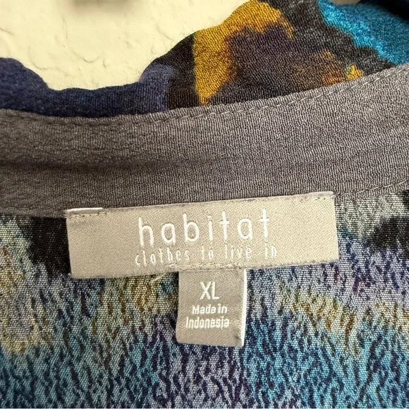 Habitat Floral Watercolor Button Front Blouse Size XL Boho Lagenlook Art Teacher - Picture 4 of 6